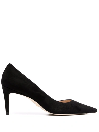 Stuart Weitzman Pointed-toe 75mm Leather Pumps In Black