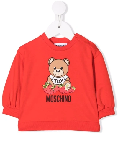 Moschino Babies' Teddy Bear 图案卫衣 In Red