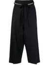 Y's Cropped Wide-leg Trousers In Black