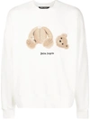 Palm Angels Oversized Sweatshirt With Bear Print In White