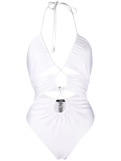 Noire Swimwear Cut-out Halterneck Swimsuit In White