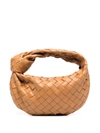 Bottega Veneta Jodie Mini Intrecciato Knot Hobo Bag In Brown