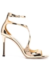 JIMMY CHOO AZIA METALLIC-EFFECT SANDALS