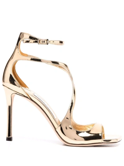 Jimmy Choo Azia 110mm Metallic-effect Sandals In Gold