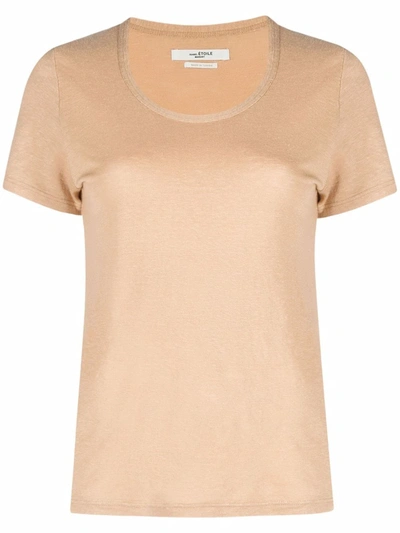 Isabel Marant Étoile Round-neck Linen T-shirt In Neutrals