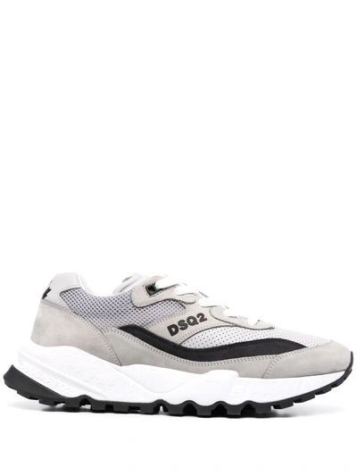 Dsquared2 Grey Canvas And Suede Sneakers In White