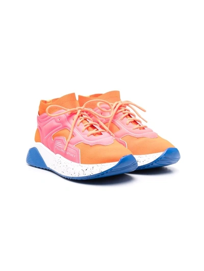 Stella Mccartney Babies' Colour-block Sock-style Trainers In Orange