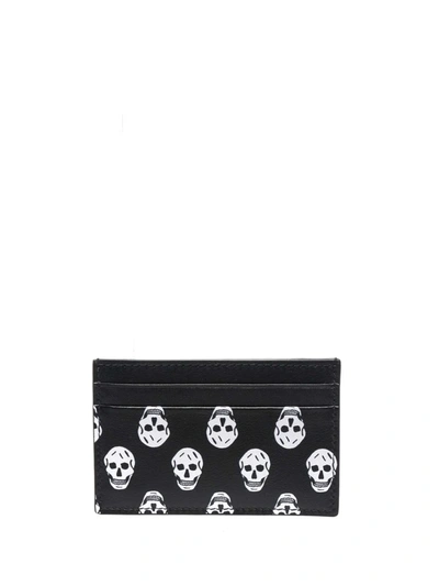 Alexander Mcqueen Skull-motif Leather Cardholder In Black