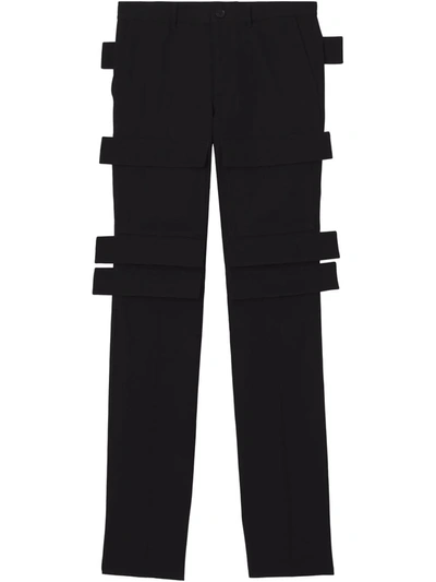 Burberry Grain De Poudre Wool Cargo Trousers In Nero