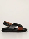 Marni Smooth Leather Sandals In Black