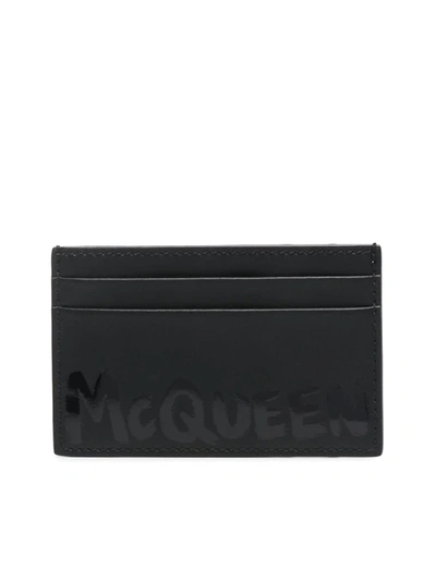 Alexander Mcqueen Logo-print Cardholder In Black