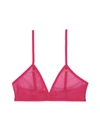 Saint Laurent Monogram Bra In Tulle Jersey In Pink & Purple