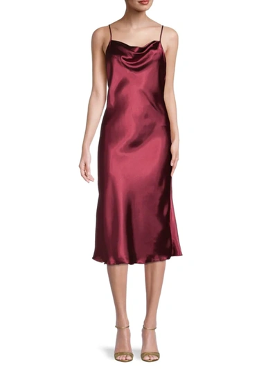 Bebe Solid Satin Bias Camisole In Burgundy