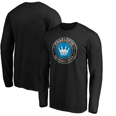 Fanatics Men's Black Charlotte Fc Primary Logo Long Sleeve T-shirt