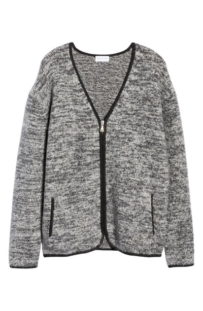 John Elliott Andres Merino Wool & Alpaca Blend Front Zip Cardigan In Quartz