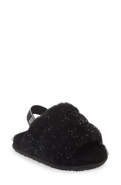 Ugg Kids' Fluff Yeah Genuine Shearling Slide Sandal In Black