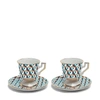 La Doublej Abstract-print Espresso Cup (set Of Two) In Cubic Blue