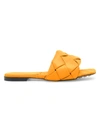 Bottega Veneta Lido Intrecciato Flat Sandals In Tangerine