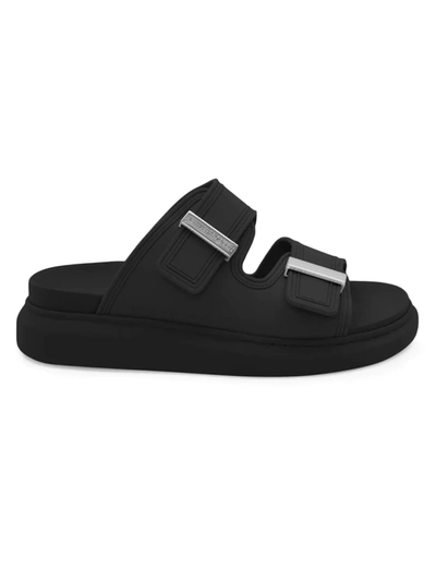 Alexander Mcqueen Women's Rubber Double-strap Slides In Black