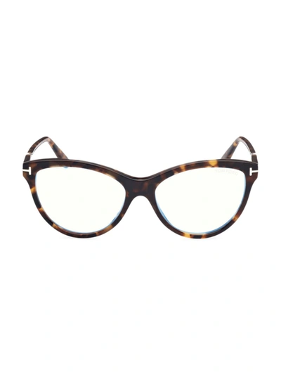 Tom Ford 55mm Round Optical Glasses In Dark Havana