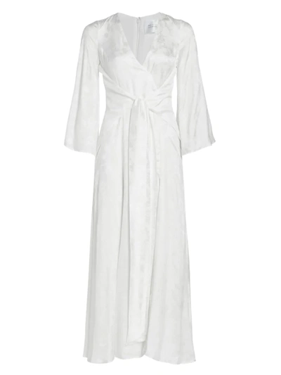 Galvan Havana Silk Jacquard Wrap Maxi Dress In White