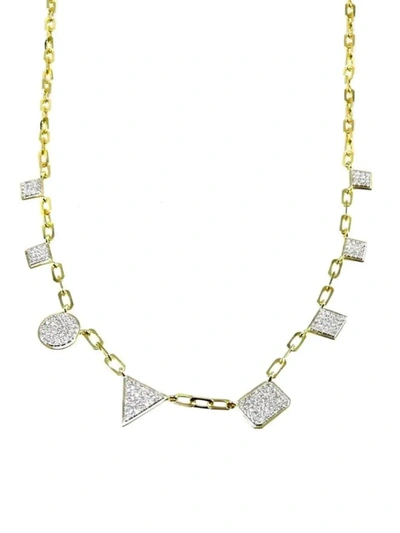 Meira T 14k White & Yellow Gold Diamond Geometric Paperclip Link Statement Necklace, 18