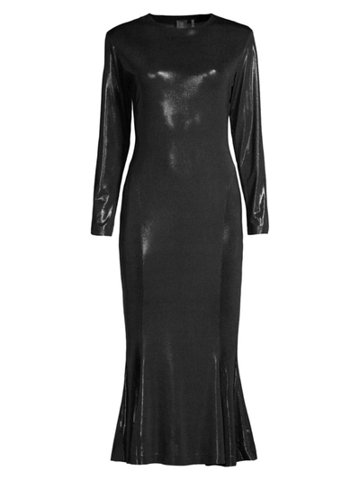 Norma Kamali Metallic Midi Dress In Black