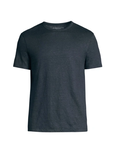 Majestic Stretch Linen Crewneck T-shirt In Blue