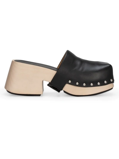 Marsèll Bottone Calfskin Mule Clogs In Black