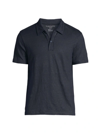 Majestic Stretch Linen Polo Shirt In Marine