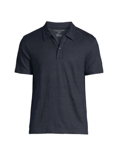 Majestic Stretch Linen Polo Shirt In Noir