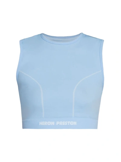 Heron Preston Active Sleeveless Logo Top In Baby Blue White
