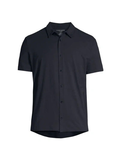 Majestic Short-sleeve Button-up Shirt In Marine