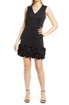 Donna Ricco Cupcake Hem Scuba Sheath Dress In Black