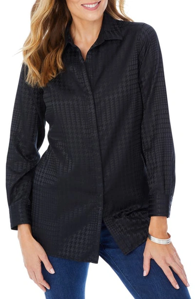 Foxcroft Vera Herringbone Tunic In Black