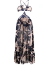 Patbo Stargazer Cutout Floral-print Chiffon And Stretch-jersey Maxi Dress In Blau