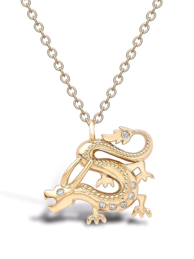 Pragnell 18k黄金 Zodiac Dragon 钻石吊坠 In Yellow Gold