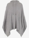 Michael Michael Kors Fine-knit Hooded Cape In Pearl Hthr