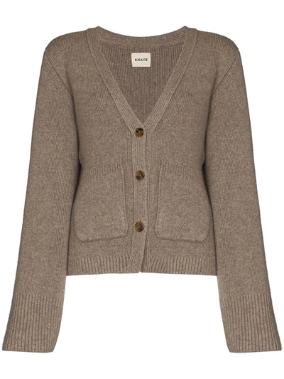 Khaite Womens Barley Scarlet V-neck Cashmere Cardigan In Neutral