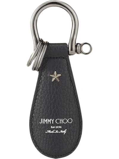 Jimmy Choo Warren Logo-print Keyring In Black