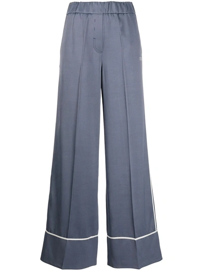 Off-white Logo-print Pajama Trousers In Blue