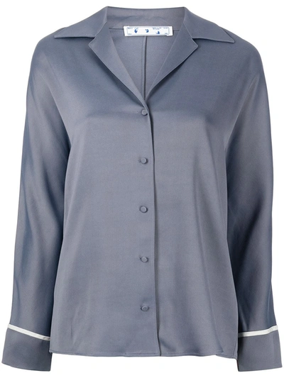 Off-white Logo-print Pajama Shirt In Blue