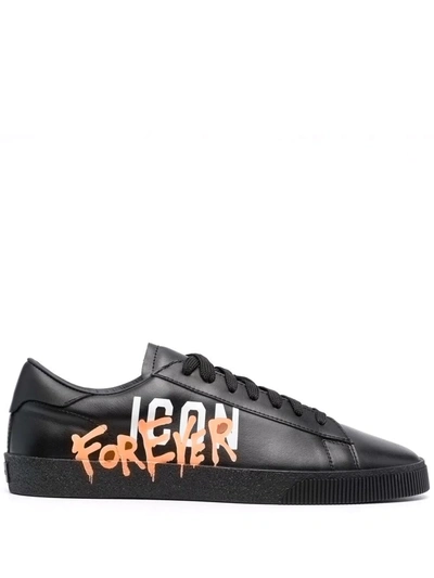 Dsquared2 Low-top Sneakers Icon Cassetta Calfskin In Black