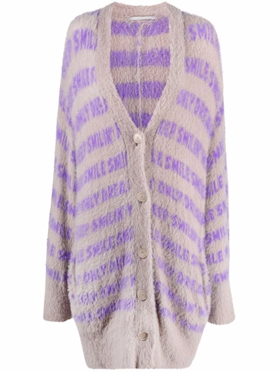 Stella Mccartney Fluffy Typographic Oversized Cardigan Sweater In Multicolor