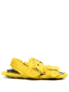 Marni Fussbett Two-buckle Calf Hair Sandals In Yellow