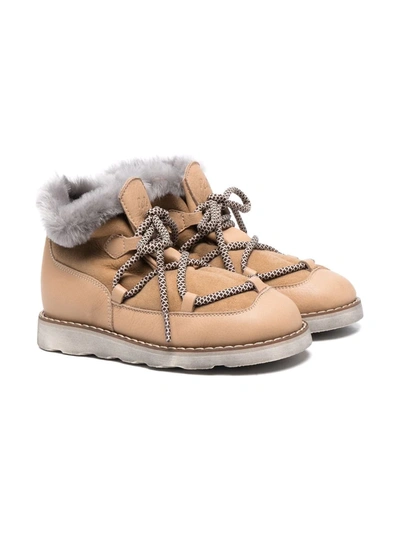 Pèpè Kids' Lace-up Ankle Boots In Neutrals