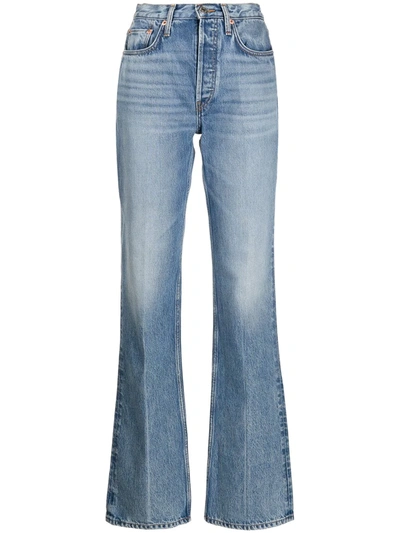 Re/done 70s Bootcut Whiskered Jeans In Light Blue
