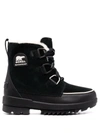 Sorel Torino Ii Faux Fur-trimmed Waterproof Suede And Rubber Ankle Boots In Black