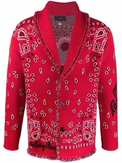 Alanui X The Rolling Stones It's Only Rock'n'roll Bandana Cardigan In Red