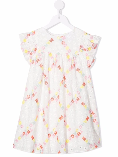 The Marc Jacobs Kids' Logo印花短袖连衣裙 In White